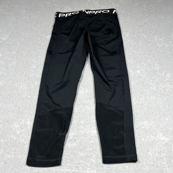 Nike Pro Leggings Womens Size Small Black Mesh Stretch Performance Inseam 22 in - Picture 8 of 11